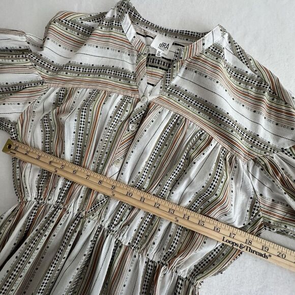 dRA Los Angeles Womens Dress Tan Stripe M Tiered Peasant Boho Prairie Western - Picture 13 of 16